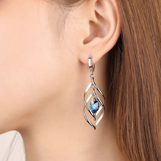 Pendientes Corazón Azul de Plata con Piedra Cianita