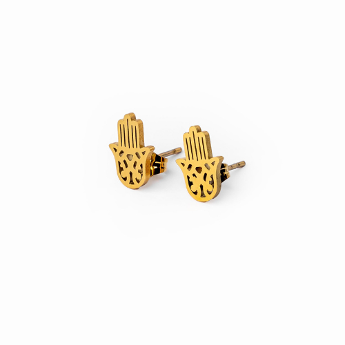 Pendientes Mano de Hamsa Chapados en Oro de 18K