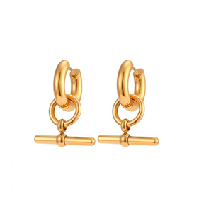Pendientes de Aro con Colgante Chapados en Oro de 18K