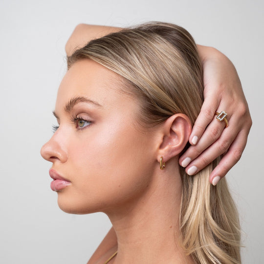 Pendientes de Aro Cuadrados Chapados en Oro de 18K